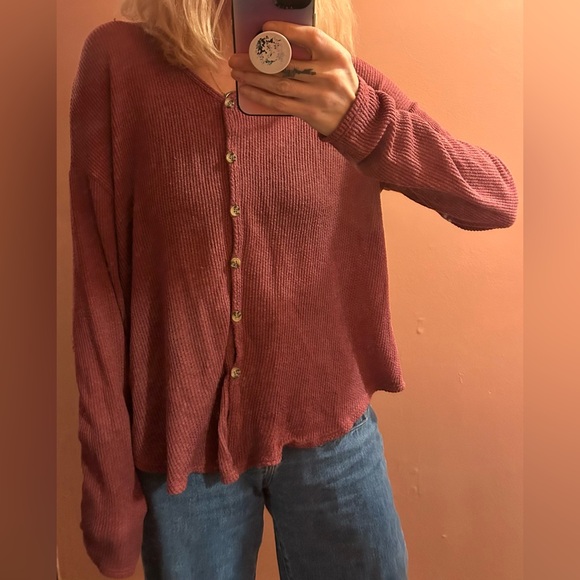 MUDD Oversized Burgundy Button Down - Picture 9 of 15